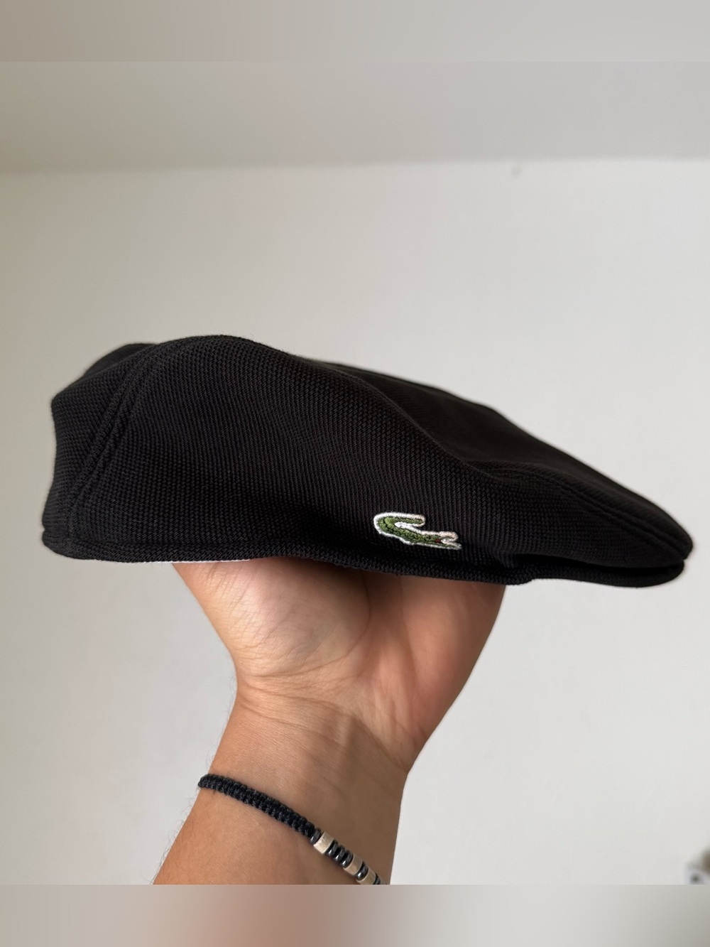 Lacoste Black Petit Hat with Green Crocodile Logo